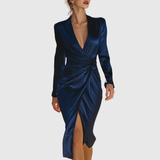 AVA | ELEGANT DEEP V-NECK DRESS