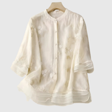 MIREILLE | COTTON TOP WITH EMBROIDERED FLOWERS