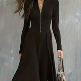 ZINNIA | ZIPPERED LONG SLEEVE DRESS WITH STRETCH FABRIC