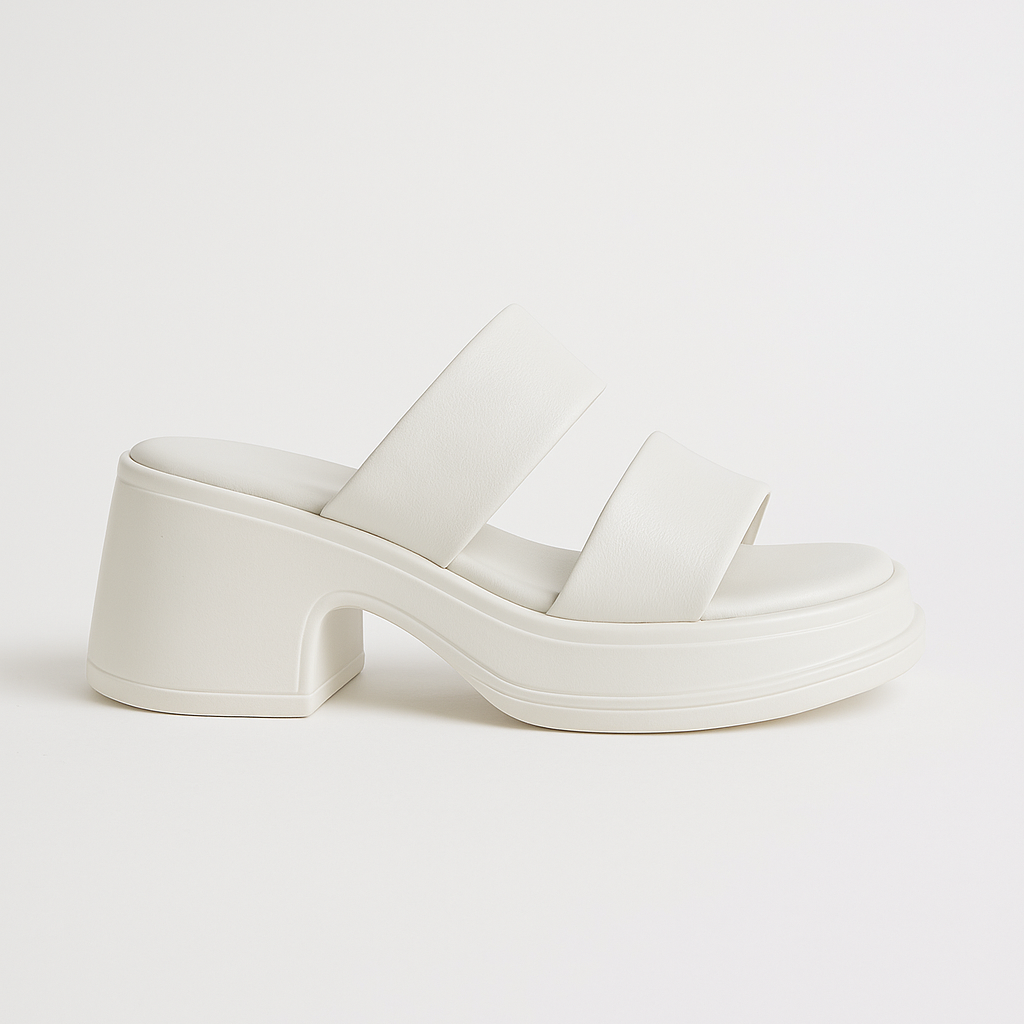 Calf Leather Sandals – Chunky High Heel