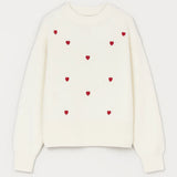 ROMILLY | WHITE SWEATER WITH RED HEART PATTERN