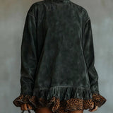 ZARA SUEDE MINI DRESS WITH TURTLENECK AND LEOPARD PRINT PANEL